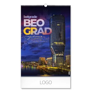 70.067 BEOGRAD - Zidni kalendar: 13 listova, mesečni, sa LUX folijom