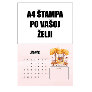 ZIDNI KALENDAR SA A4 SLIKOM I 12 MESEČNIH LISTOVA